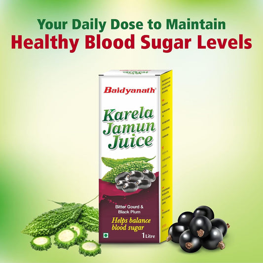 Baidyanath Ayurved Karela Jamun Juice 1L | Natural Remedy For Blood Sugar Management | Helps in Reducing the Bad Cholesterol Levels & Improves overall Health and Wellness