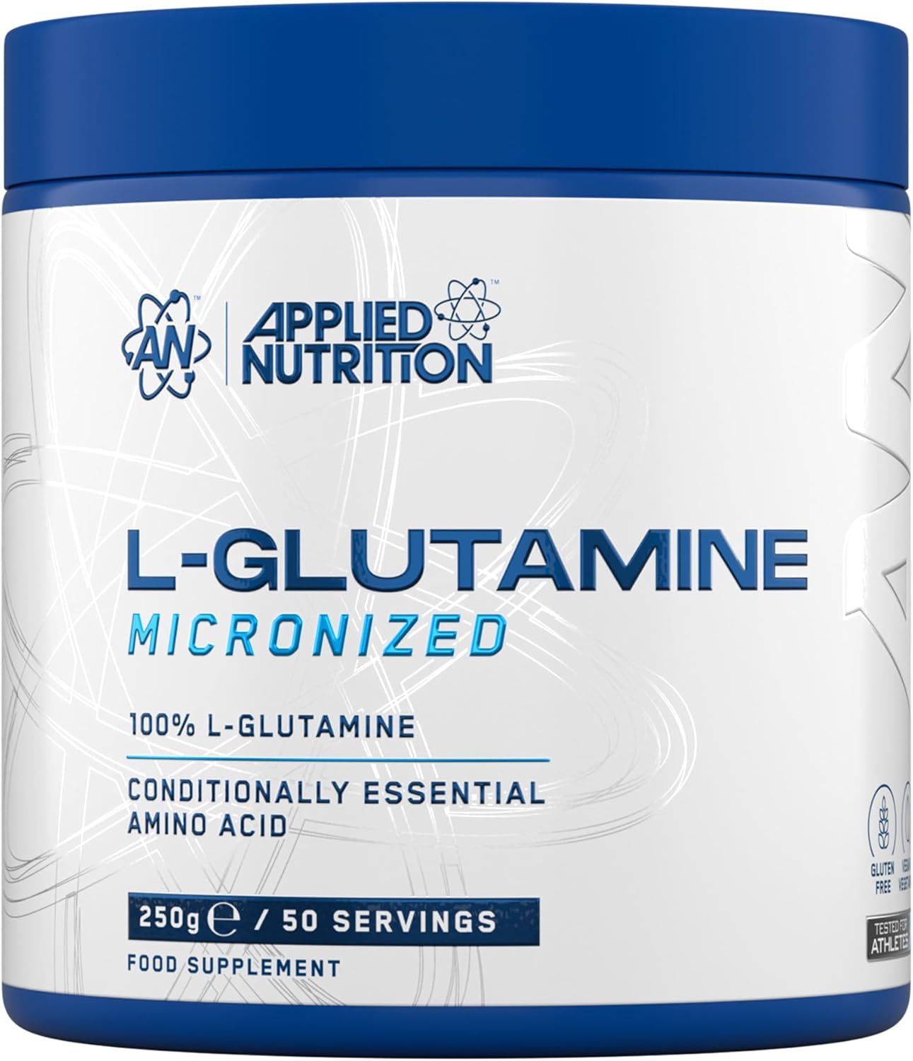 Applied Nutrition L Glutamine Powder - Amino Acid, Muscle Strength & Recovery, Boosts Immune System, Unflavoured (250g - 50 Servings)