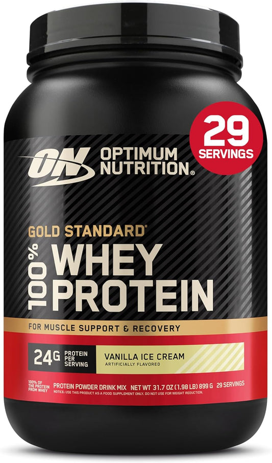 Optimum Nutrition Gold Standard 100% Whey Protein Powder,&nbsp; 907G -29 servings | 24g 100% Whey Protein Per Serving, with BCAAs,&nbsp; , Muscle Support &amp; Recovery