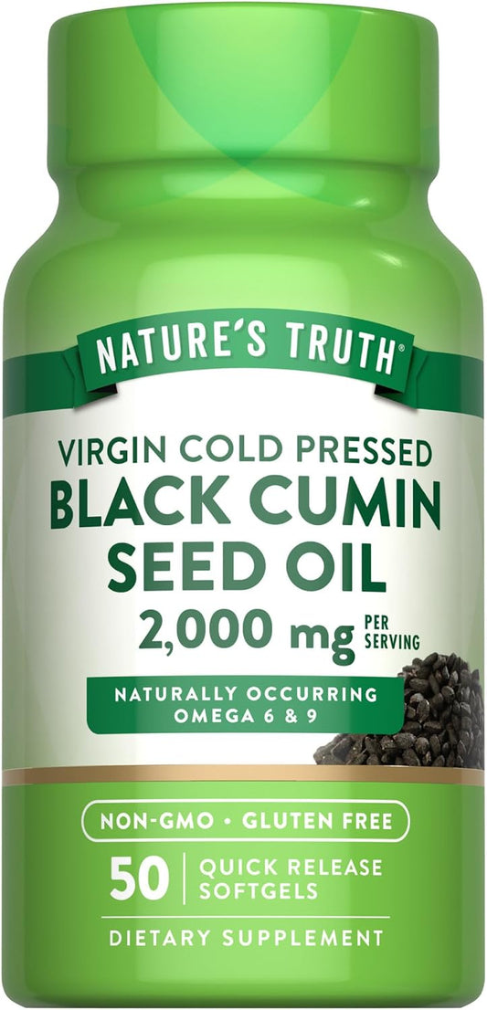 Nature's Truth Black Cumin Seed Oil 2000 mg | 50 Softgels | Cold Pressed Pills | Non-GMO & Gluten Free