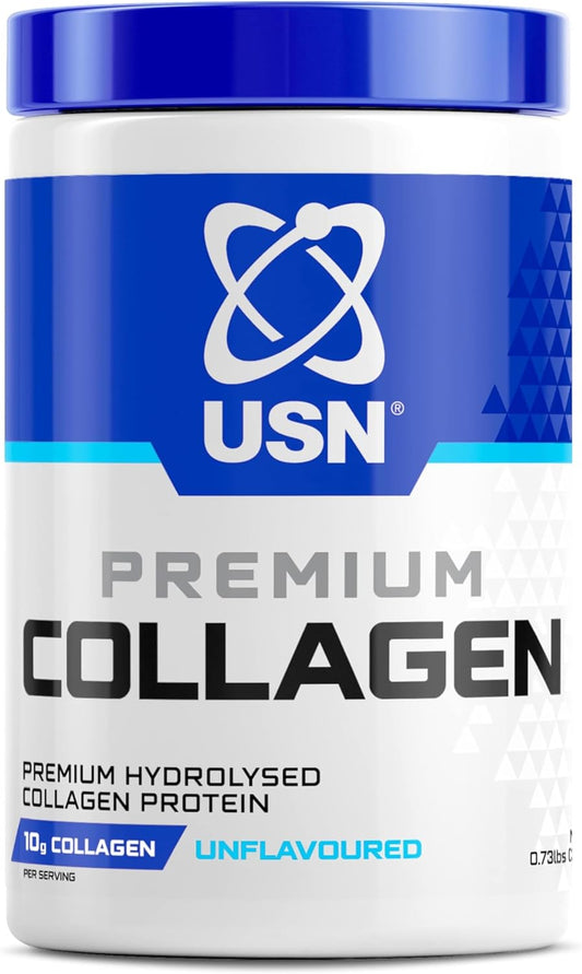 USN Bovine Collagen Powder I Unflavoured I 330g - 33 Servings | 10g Hydrolysed Peptides | 24mg Vitamin C | 36kcal | Keto Friendly | Joint, Skin & Nail Support | Mixes in Coffee & Smoothies