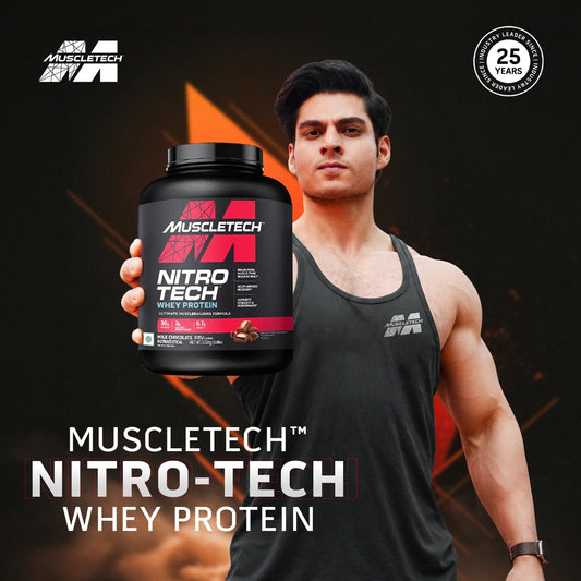 MuscleTech Nitro-Tech Whey Protein, 1.81kg (4lbs)-41 servings  Milk Chocolate, 30g Protein, 3g creatine monohydrate,  BCAA, ultimate muscle building formula, increase strength & performance