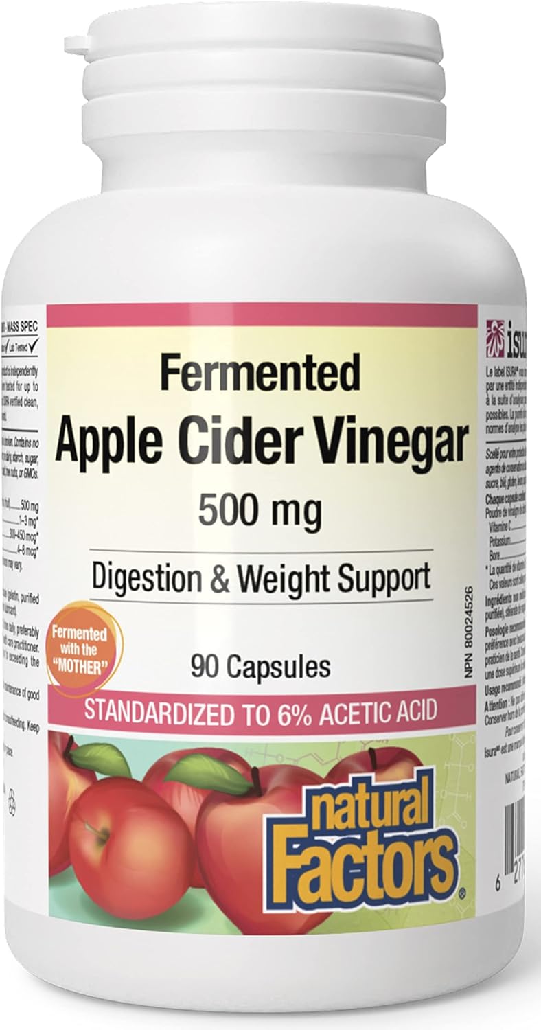 Natural Factors Apple Cider Vinegar, 500 mg, 90 Capsules