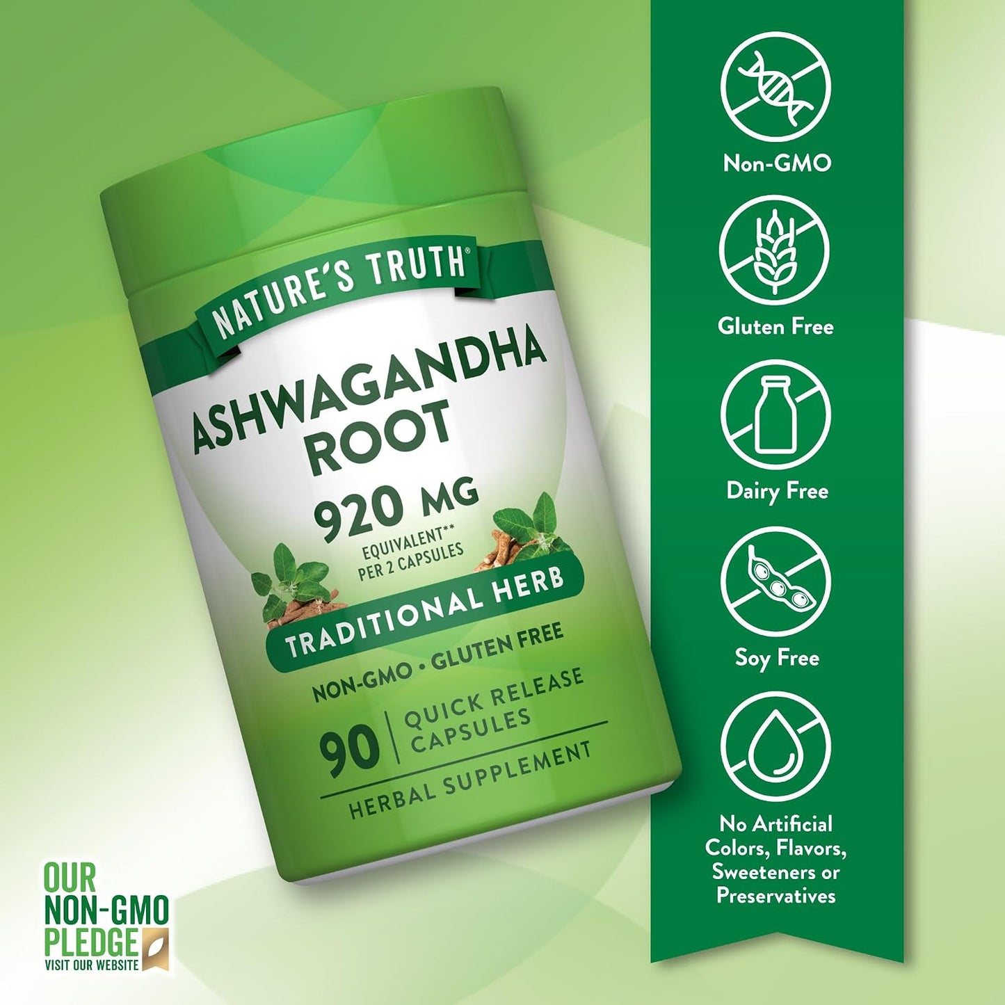 Nature's Truth Ashwagandha Capsules | Herbal Supplement | 90 Count | Non-GMO & Gluten Free