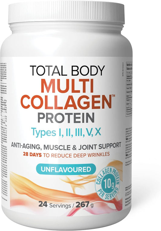 Natural Factors Total Body Multi Collagen Powder 267g, Unflavoured | 10g of Hydrolyzed Collagen per Scoop, 24 Servings, Combines 5 Types of Collagen, Anti-Aging, Muscle & Joint Support
