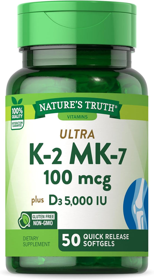 Natures Truth K2(Mk-7) 100Mcg with D3 5000Iu Qr Softgels 50S