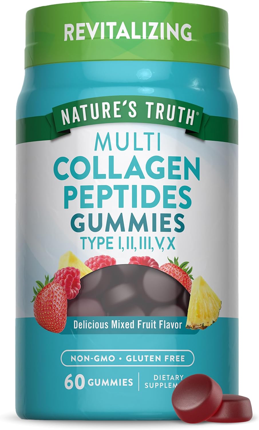 Nature's Truth Multi Collagen Gummies | Type I, II, III, V, X | 60 Count | Non-GMO & Gluten Free