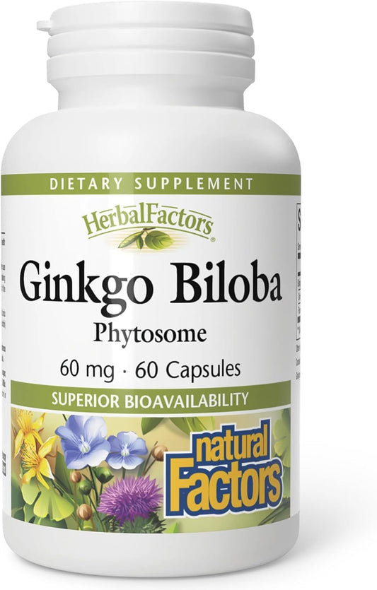 Natural Factors, Ginkgo Biloba Phytosome, Supports Circulation and Brain Health, 60 capsules (60 servings)
