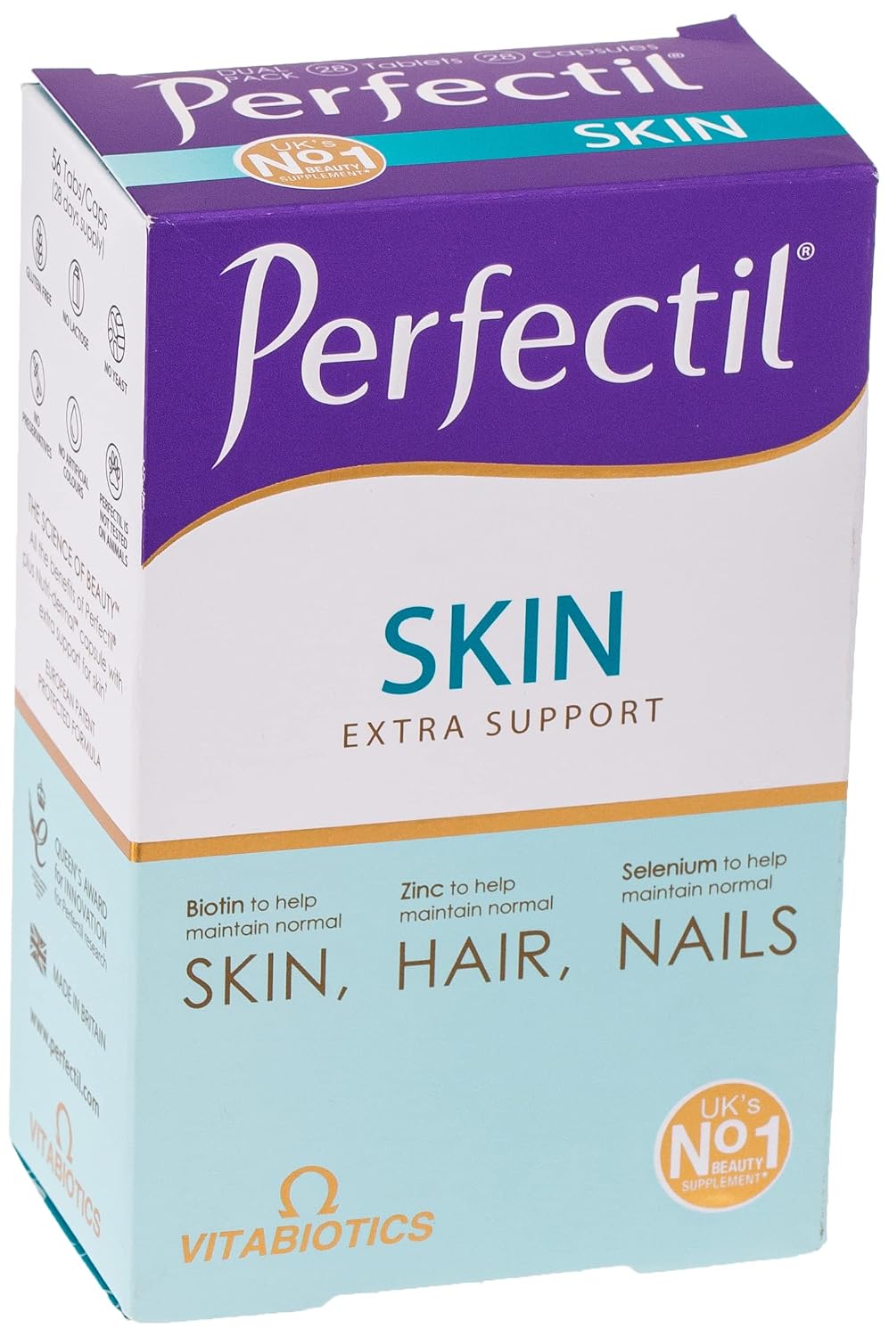 Vitabiotics, Perfectil Triple Active, Essential Nutrients to help maintain healthy Skin, Hair & Nails, 56-Count