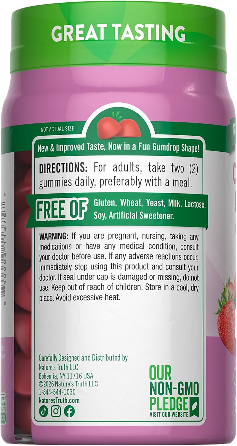 Nature's Truth Collagen Peptide Gummies for Women | 60 Count | Type 1 & 3 | Strawberry Flavor | Non-GMO & Gluten Free
