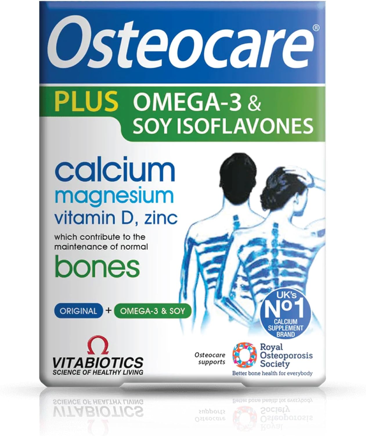 Vitabiotics Osteocare Plus 2-in-1 Formula - Calcium 800mg with Vitamin D3, Magnesium, Zinc, and Omega-3 | Bone Health and Immunity Multivitamin Supplement for Men and Women - 84 Tablets