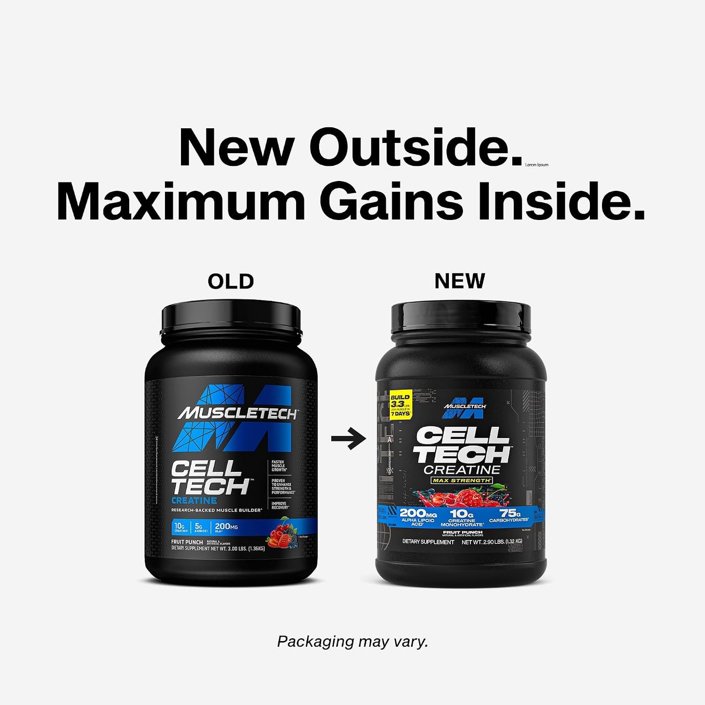MuscleTech Creatine Monohydrate Powder Cell 1.32KG-Tech Creatine - For Men & Women Muscle Building Supplements Fruit Punch, 2.90 lbs (27 Serving  | Post Workout Recovery Drink, Muscle Builder, & Musclebuilding Supplement
