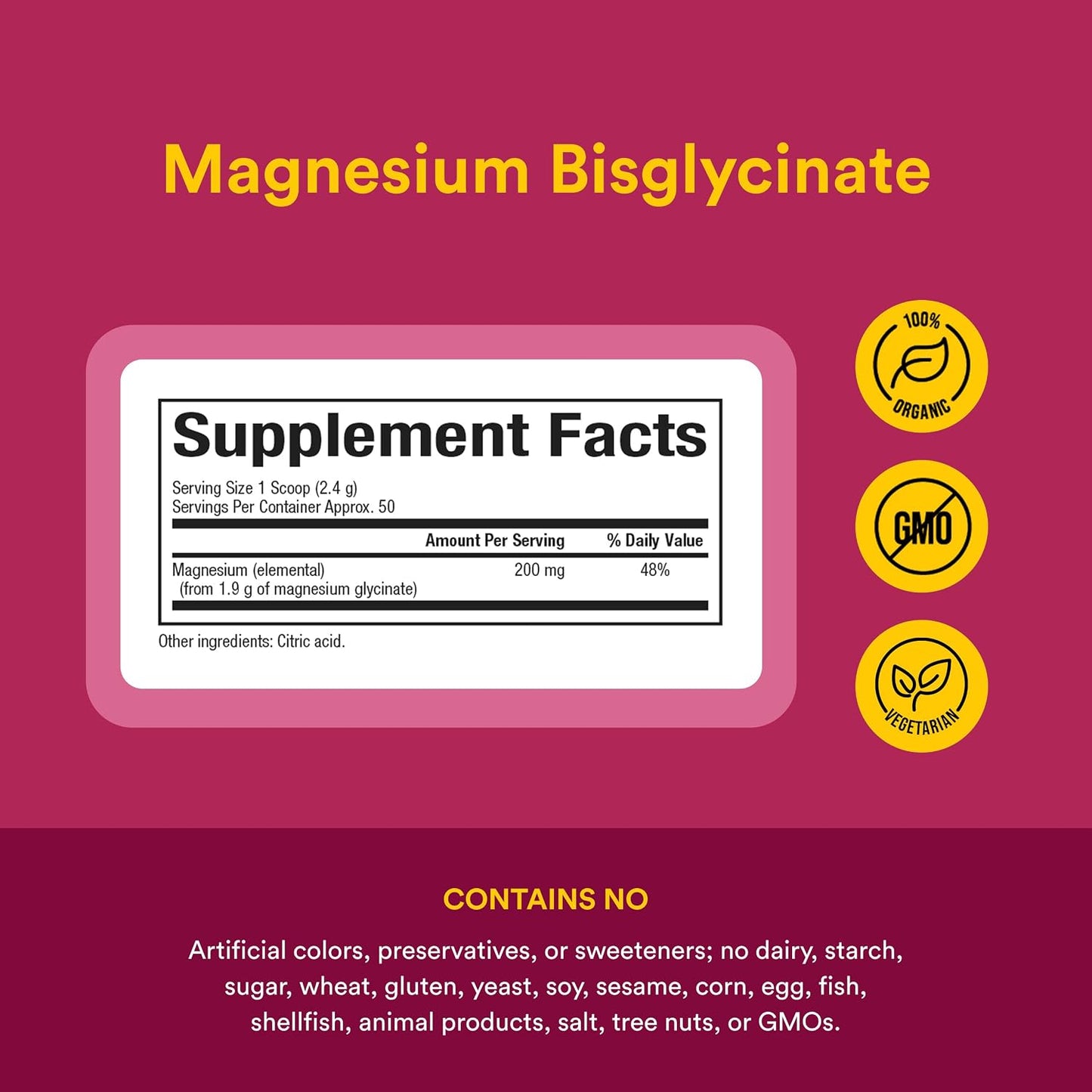 Natural Factors Magnesium Bisglycinate Powder - Whole-Body Health Support Supplement - Natural Magnesium Supplement Supports Sleep, Stress, Anxiety, Bone Strength & Health -120g