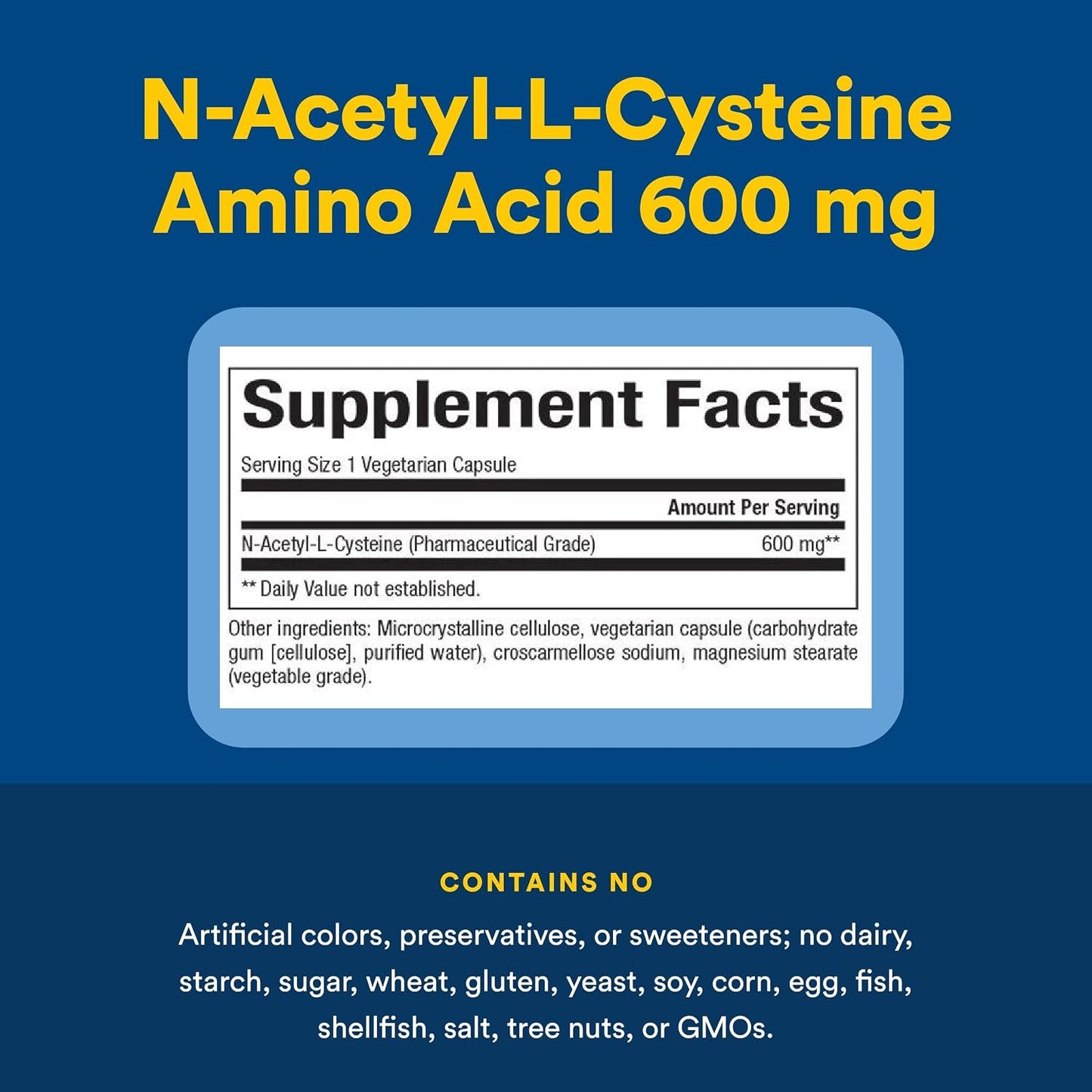 Natural Factors N-Acetyl-L-Cysteine 600 mg - Supports Healthy Liver & Lungs - Antioxidant Support Supplement Supports Immune System Health - 60 Vegetarian Capsules (60 Servings)