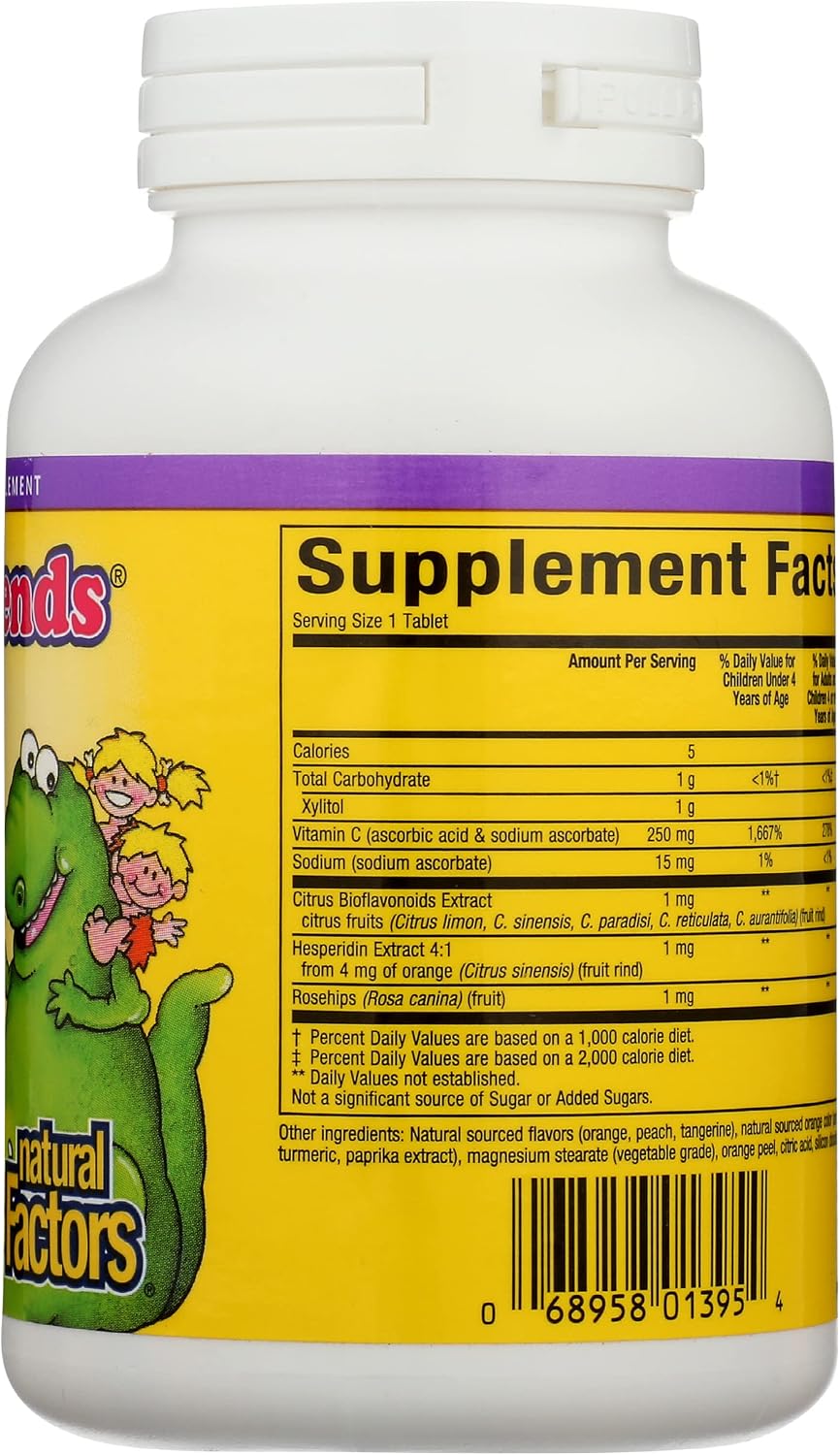 Natural Factors Children  Vitamin C Tangy Orange, 250 Mg, 90 Chewable Tablets