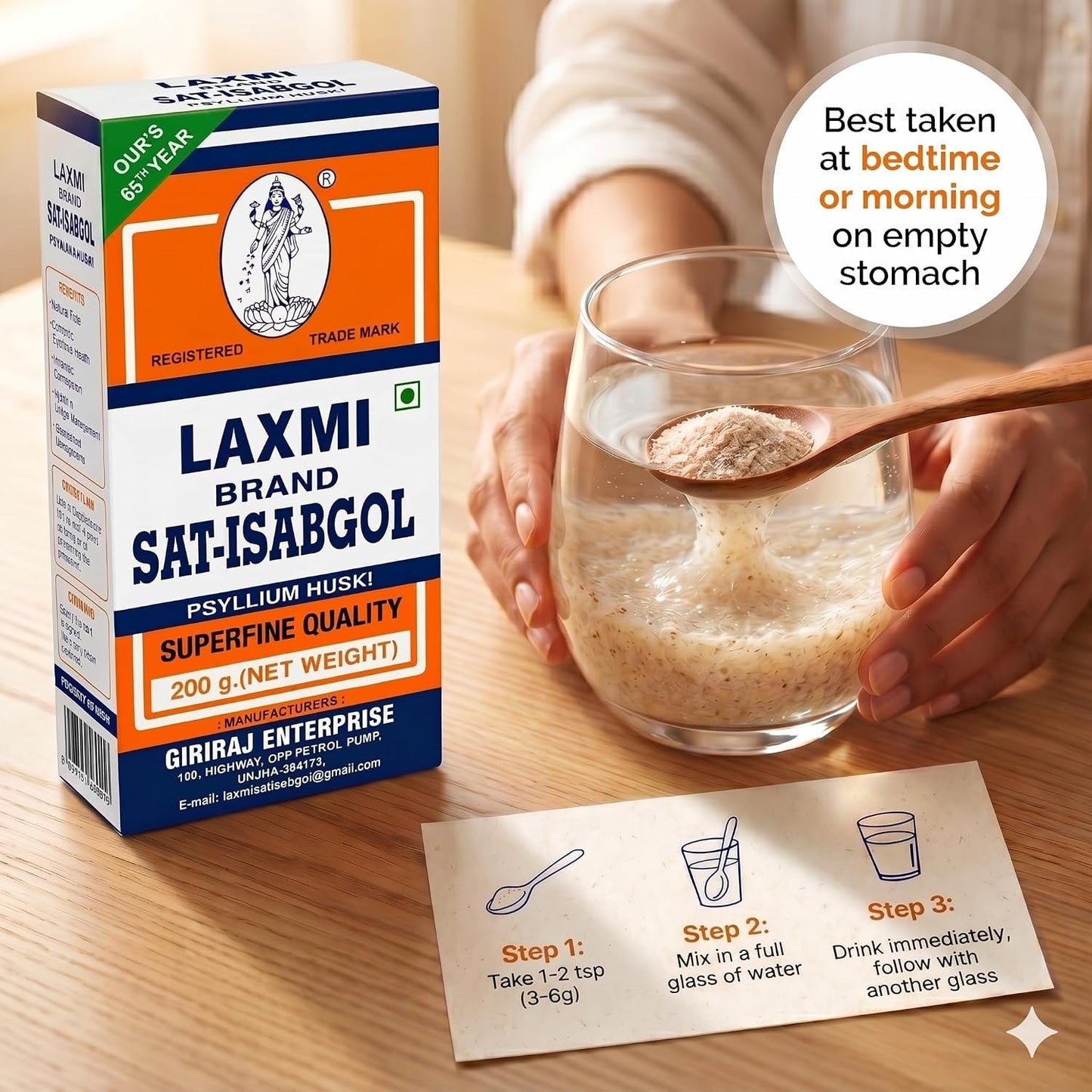 Laxmi  Psyllium Husk Powder-200G| For Constipation Relief & Gut Health |Weight Loss- High Fiber Supplement | Supports Easy Bowel Movement, Digestive Wellness - Bloating Relief