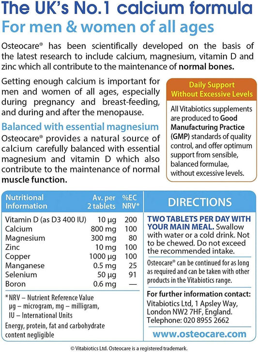 Osteocare Original 30 Tablets | Health Formula with Calcium, Magnesium, Vitamin D & Zinc | Advanced Formula to Help Maintain Strong Bones | for Men & Women - All Ages