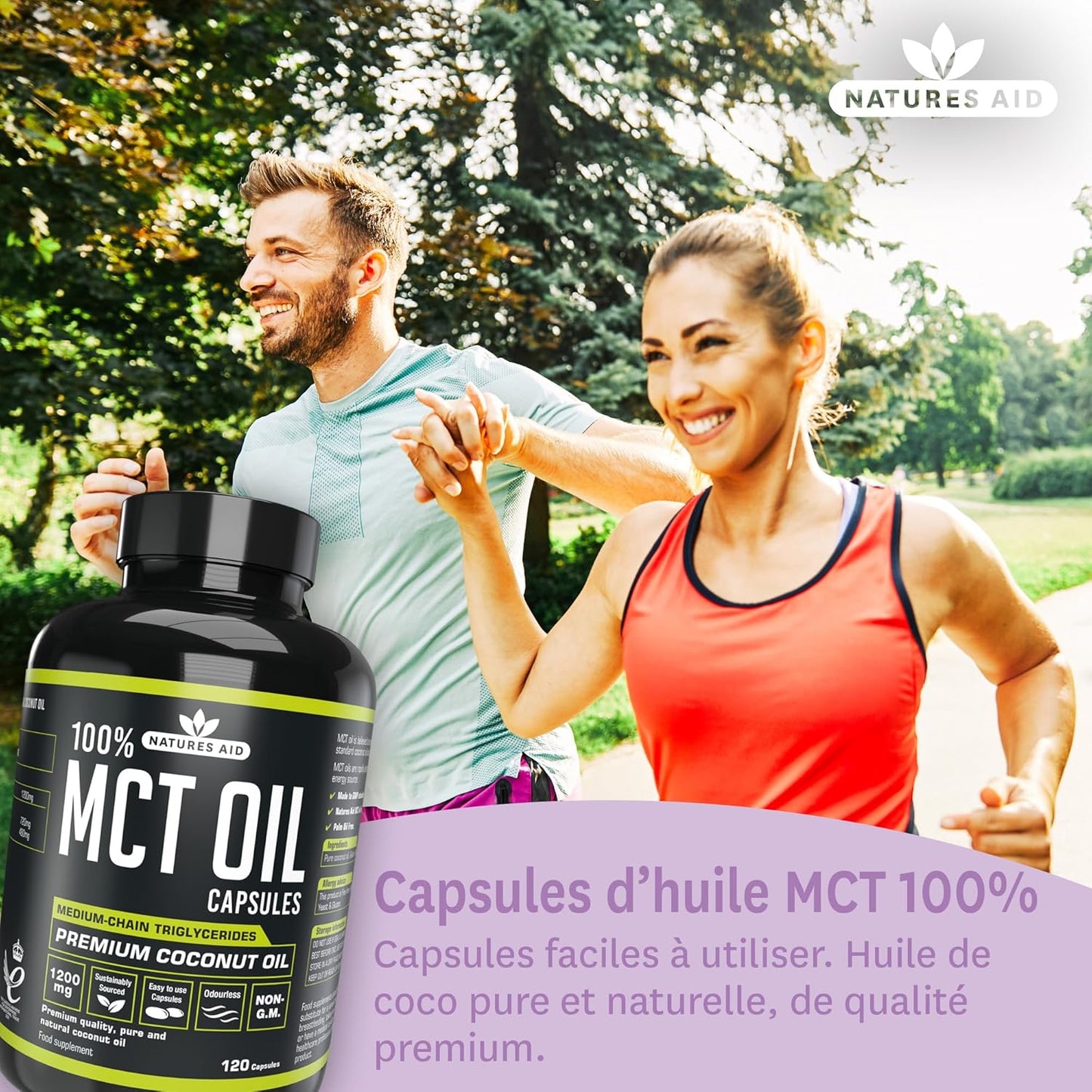 Natures Aid MCT Oil Capsules 1200mg Supplement – 120 Capsules | Premium 100% Coconut Oil, Supports Energy Boost, Metabolism & Keto Weight Management, Gluten-Free