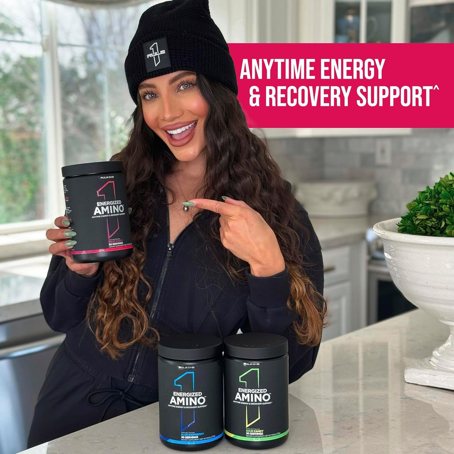 Rule 1 Proteins Energized Amino,  270G 30 Servings | Anytime Energy & Recovery Support with BCAAs, Glutamine, Citrulline, Beta Alanine, & Caffeine