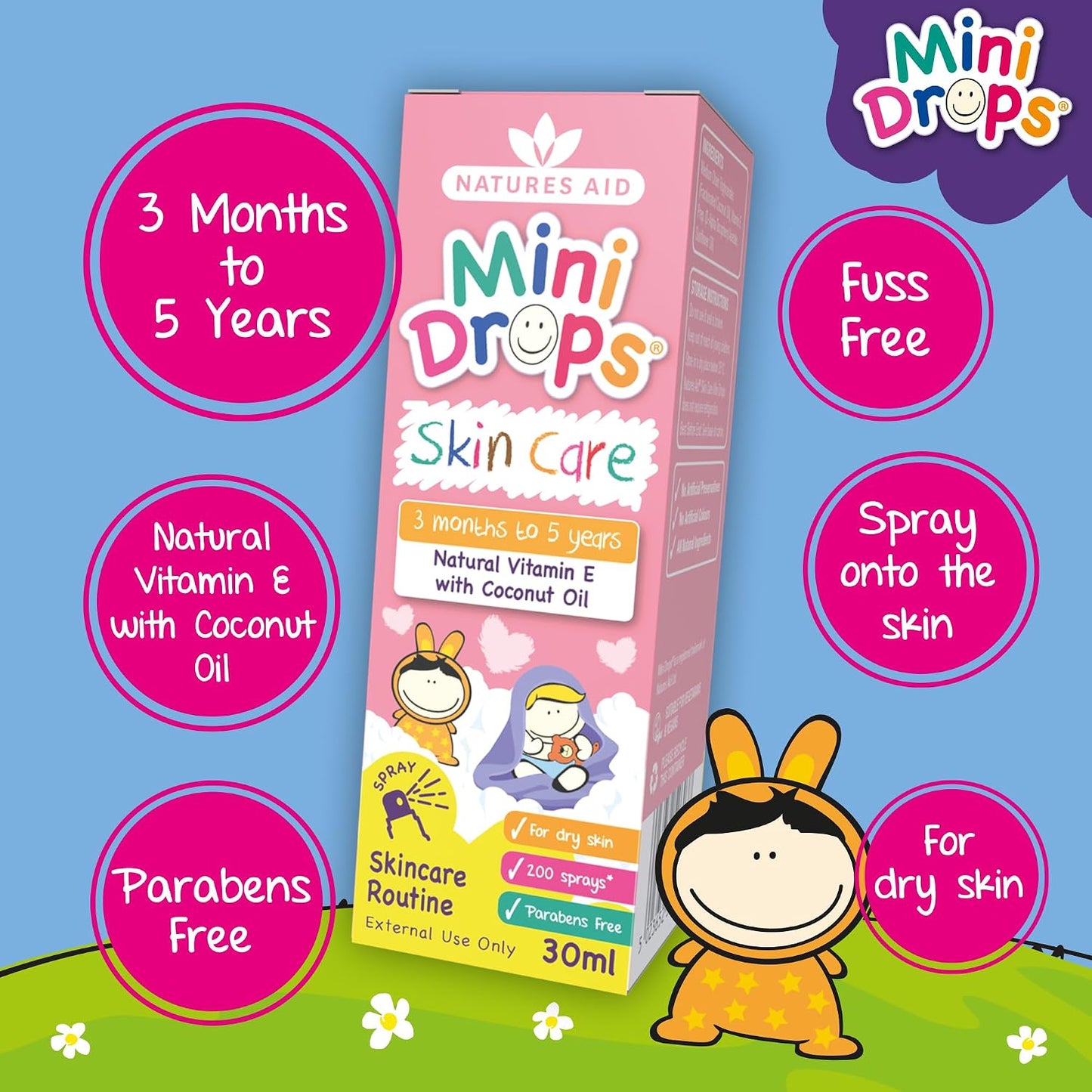 Natures Aid Skin Care Mini Drops for Kids 3 Months - 5 Years, 30 ml