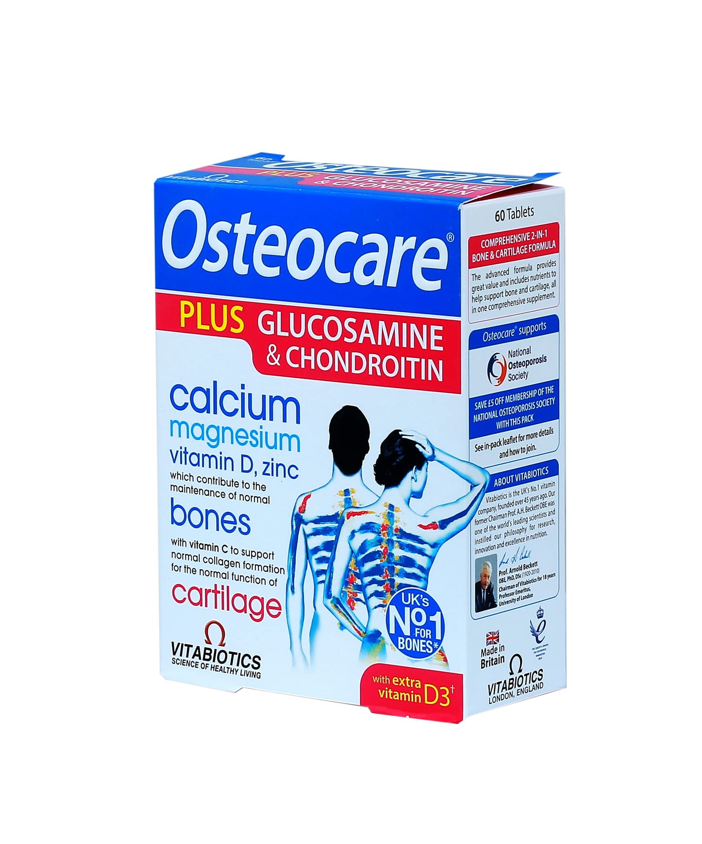 Vitabiotics Osteocare Plus Glucosamine & Chondroitin Tablets | Calcium & Magnesium & Vitamin D & C & Zinc to Help Maintain Strong Bones & Cartilage | 60 Tablets