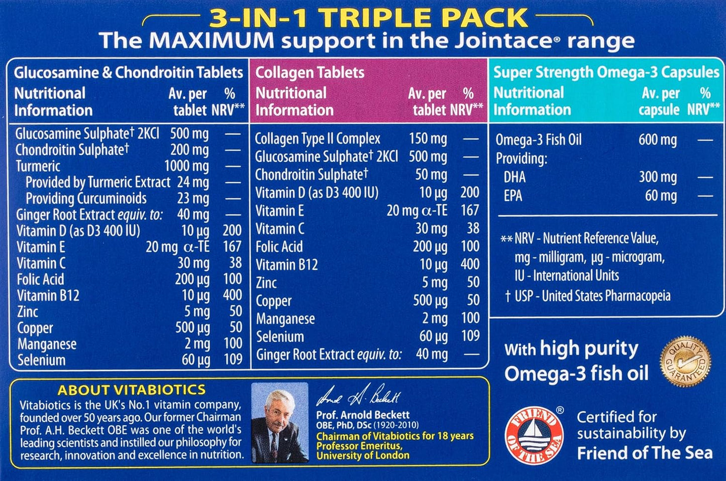 Vitabiotics Jointace Max Tablets + Capsules | Triple Combination Glucosamine & Chondroitin & Omega-3 & Collagen for Cartilage & Bone Health | 84 Capsules