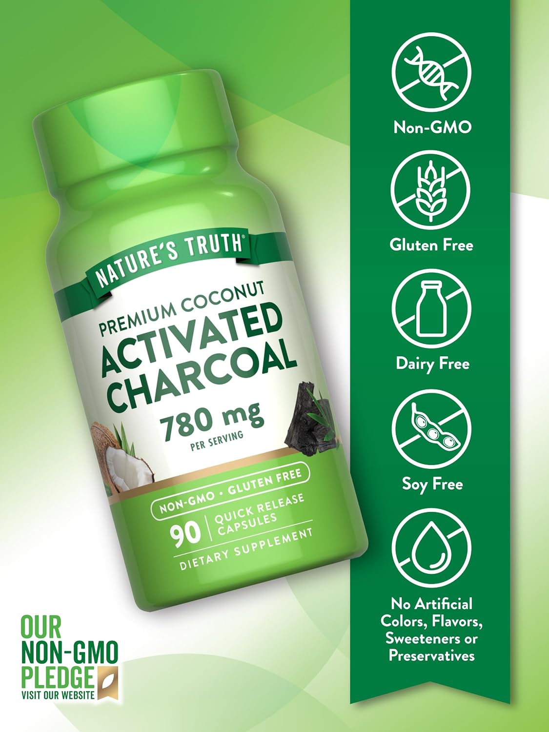 Nature's Truth Activated Charcoal Capsules | 90 Count | Non-GMO & Gluten Free Supplement