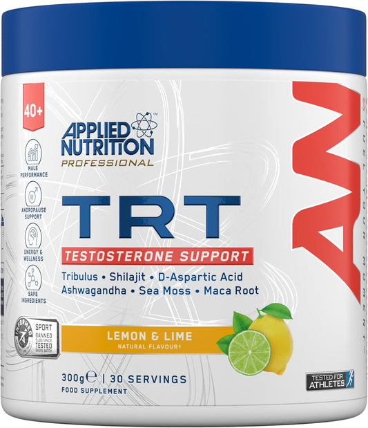 Applied Nutrition TRT TESTOSTERONE  for Men Over 40 | Zinc, Magnesium, D-Aspartic Acid, Maca, Ashwagandha & Sea Moss | Informed Sport – Lemon & Lime (300g – 30 Servings)