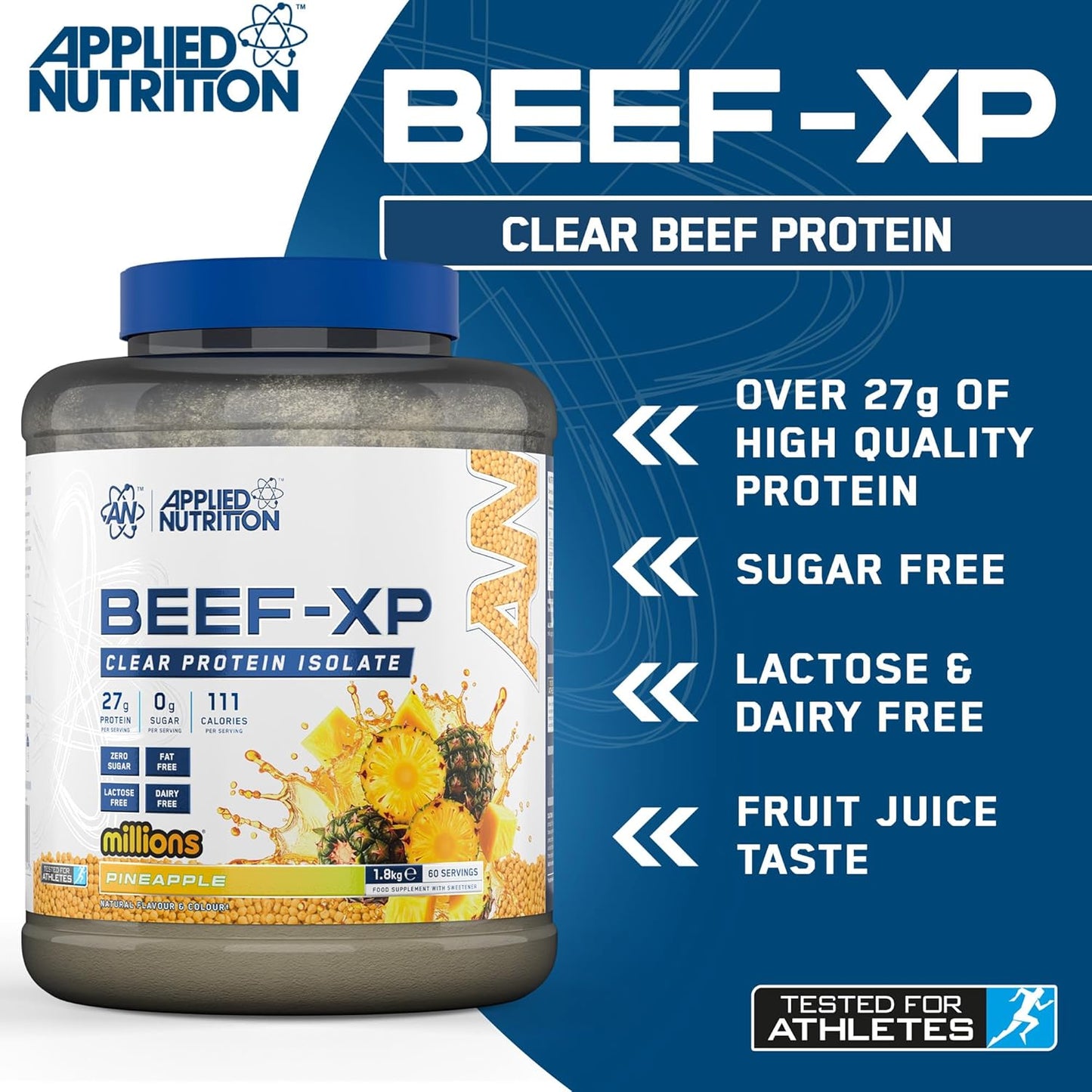 APPLIED NUTRITION BEEF-XP Clear Beef Protein Isolate 1.8kg (60 Servings) MILLIONS PINEAPPLE