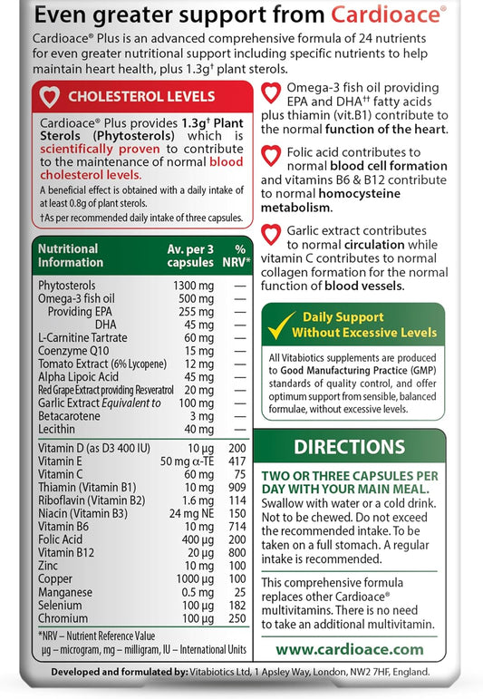 Vitabiotics Cardioace Plus - Omega-3 Capsules, 60s-designed to support heart health, normal circulation, and healthy cholesterol levels.