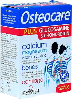 Vitabiotics Osteocare Plus Glucosamine & Chondroitin Tablets | Calcium & Magnesium & Vitamin D & C & Zinc to Help Maintain Strong Bones & Cartilage | 60 Tablets
