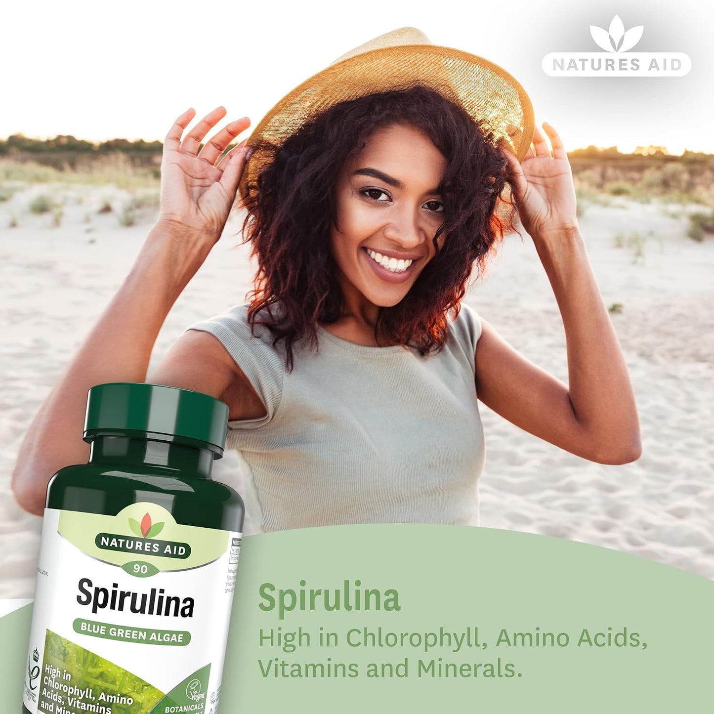 Nature's Aid Spirulina 500mg Organic (Vegan) - 90's
