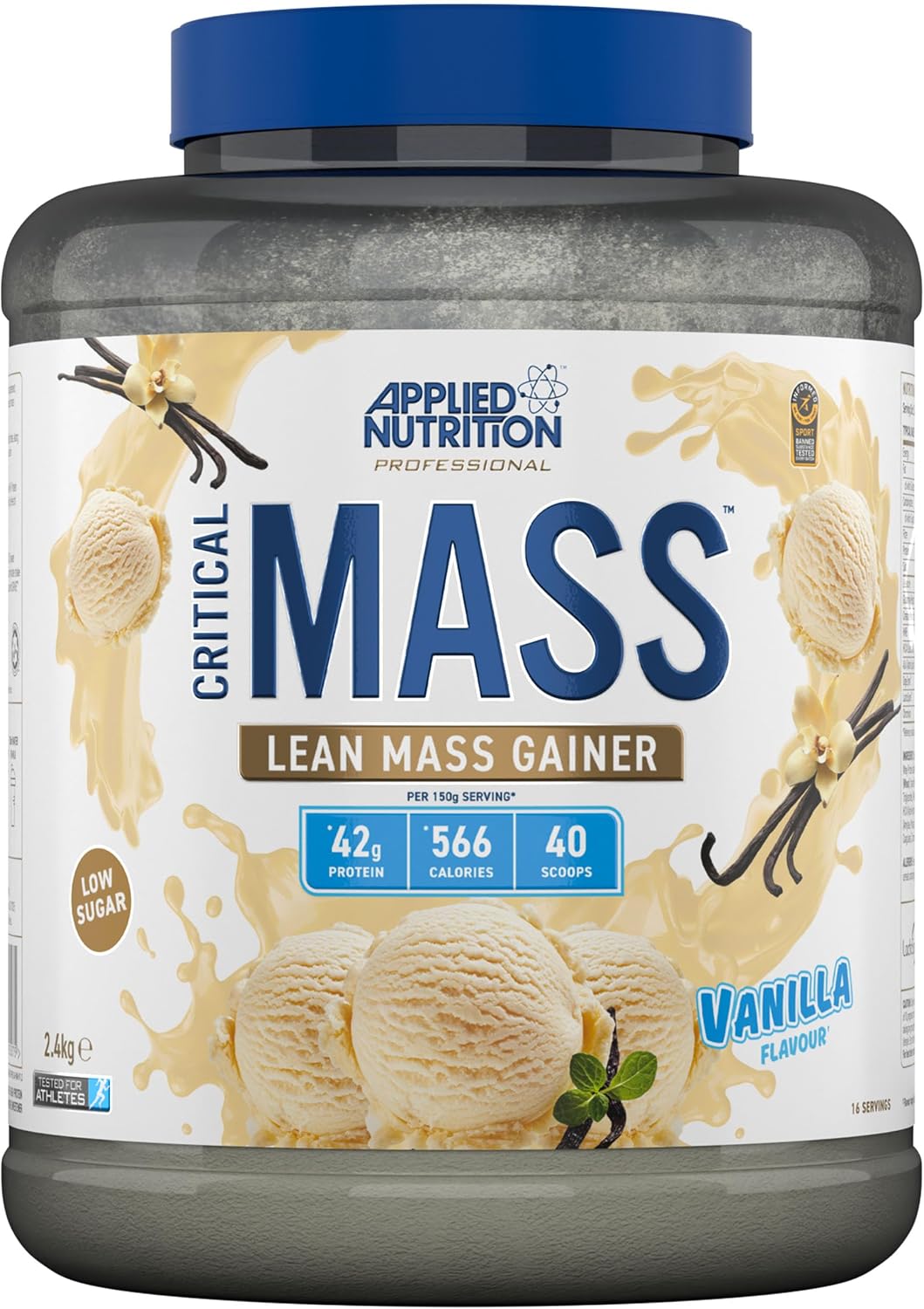 Applied Nutrition Original Critical Mass - Weight Gainer with MCT Powder, High Calorie Protein Powder Mass Gainer (2.4kg - 40 Scoop
