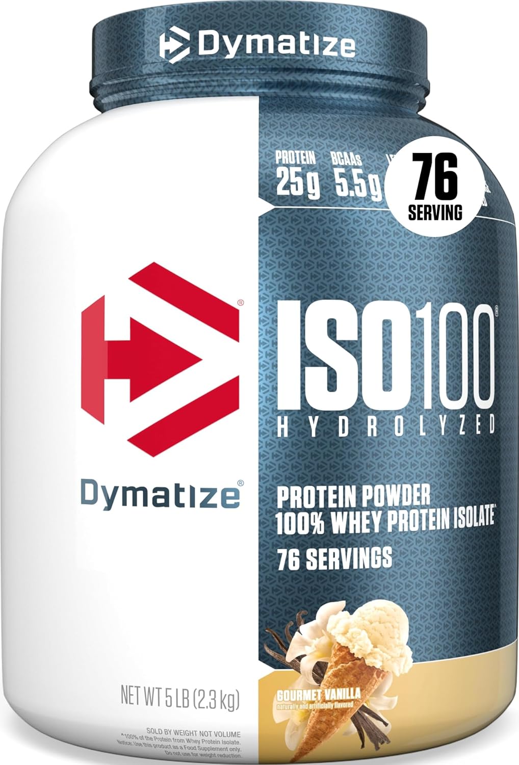 Dymatize ISO100 Protein Powder, 100% Whey Isolate 2.3KG,&nbsp; | 25g Protein, Hydrolyzed,&nbsp; &nbsp;Supports Muscle Health, 5.5g BCAAs, Gluten-Free, 76 Servings,