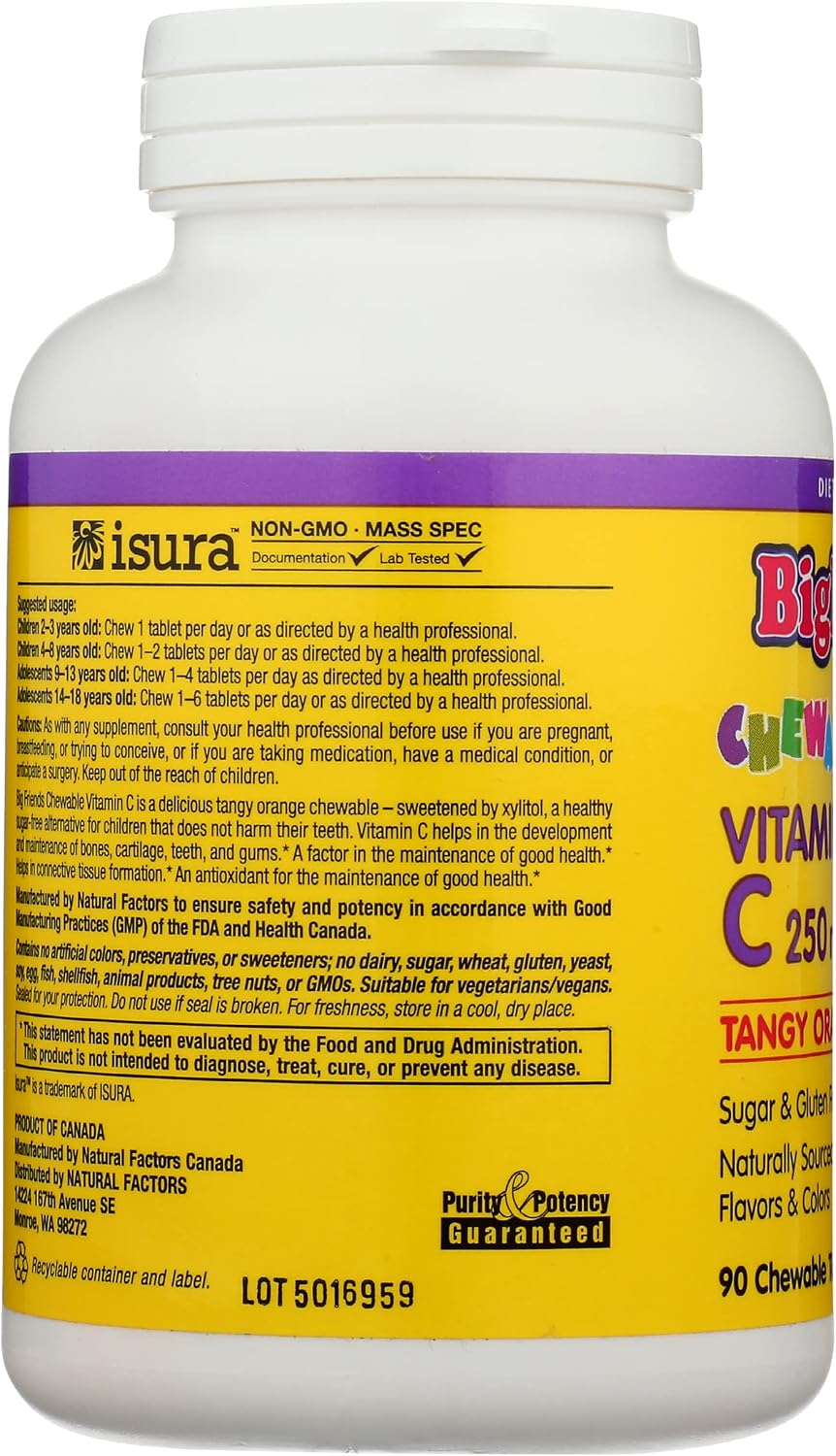 Natural Factors Children  Vitamin C Tangy Orange, 250 Mg, 90 Chewable Tablets