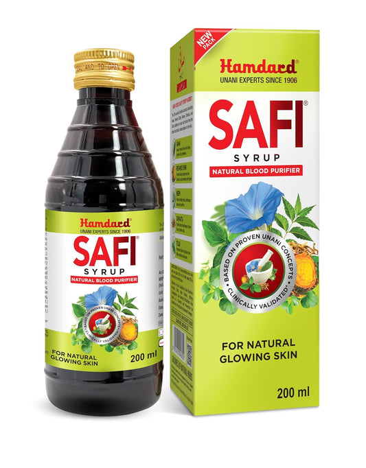 Hamdard Safi Blood Purifier Syrup, 200ml-Healthy & Glowing Skin | 100% Pure | Clears Stomach | Improves Liver Function and blood circulation