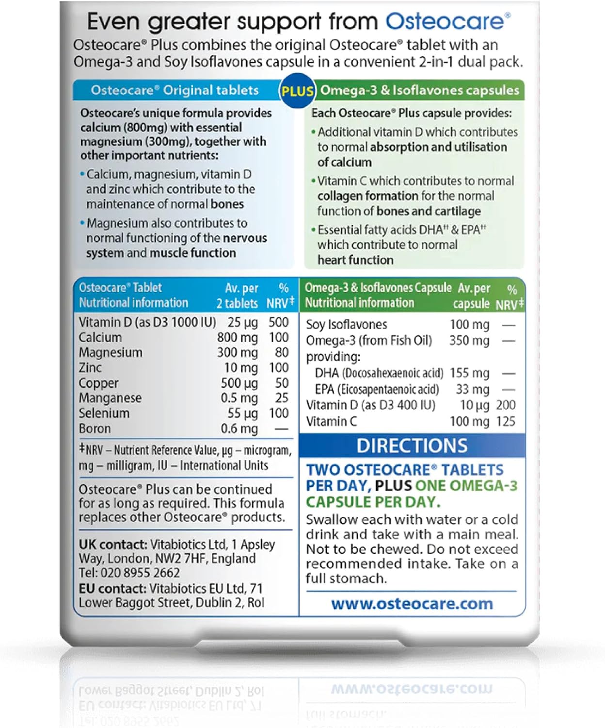 Vitabiotics Osteocare Plus 2-in-1 Formula - Calcium 800mg with Vitamin D3, Magnesium, Zinc, and Omega-3 | Bone Health and Immunity Multivitamin Supplement for Men and Women - 84 Tablets