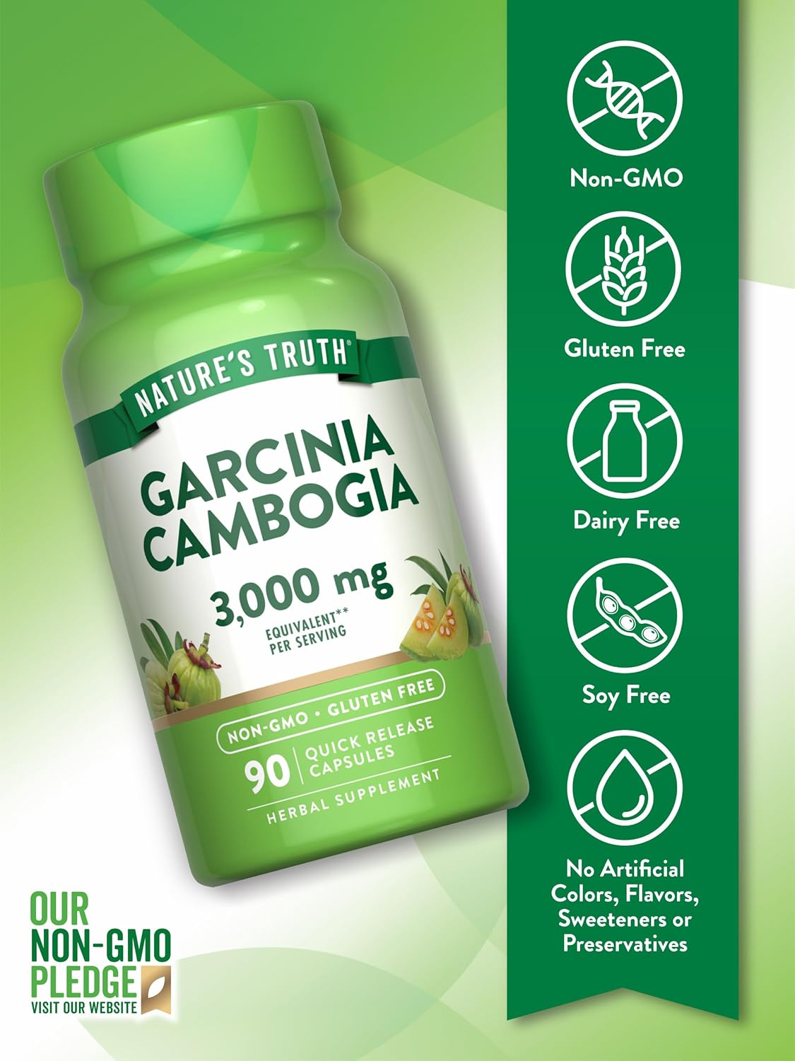 Nature's Truth Garcinia Cambogia 3,000mg | 90 Pills | Plus Chromium Picolinate | Non-GMO and Gluten Free
