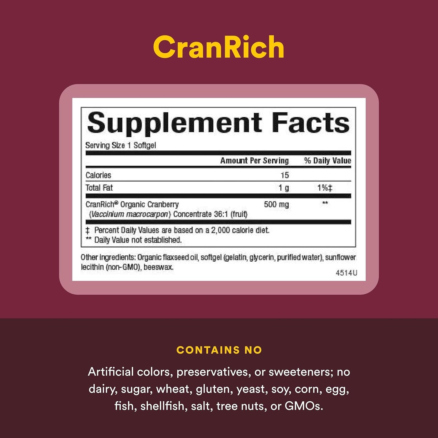 CranRich by Natural Factors, Super Strength Cranberry Concentrate, Antioxidant Supplement for Urinary Tract Support, Non-GMO, 90 softgels (90 servings)