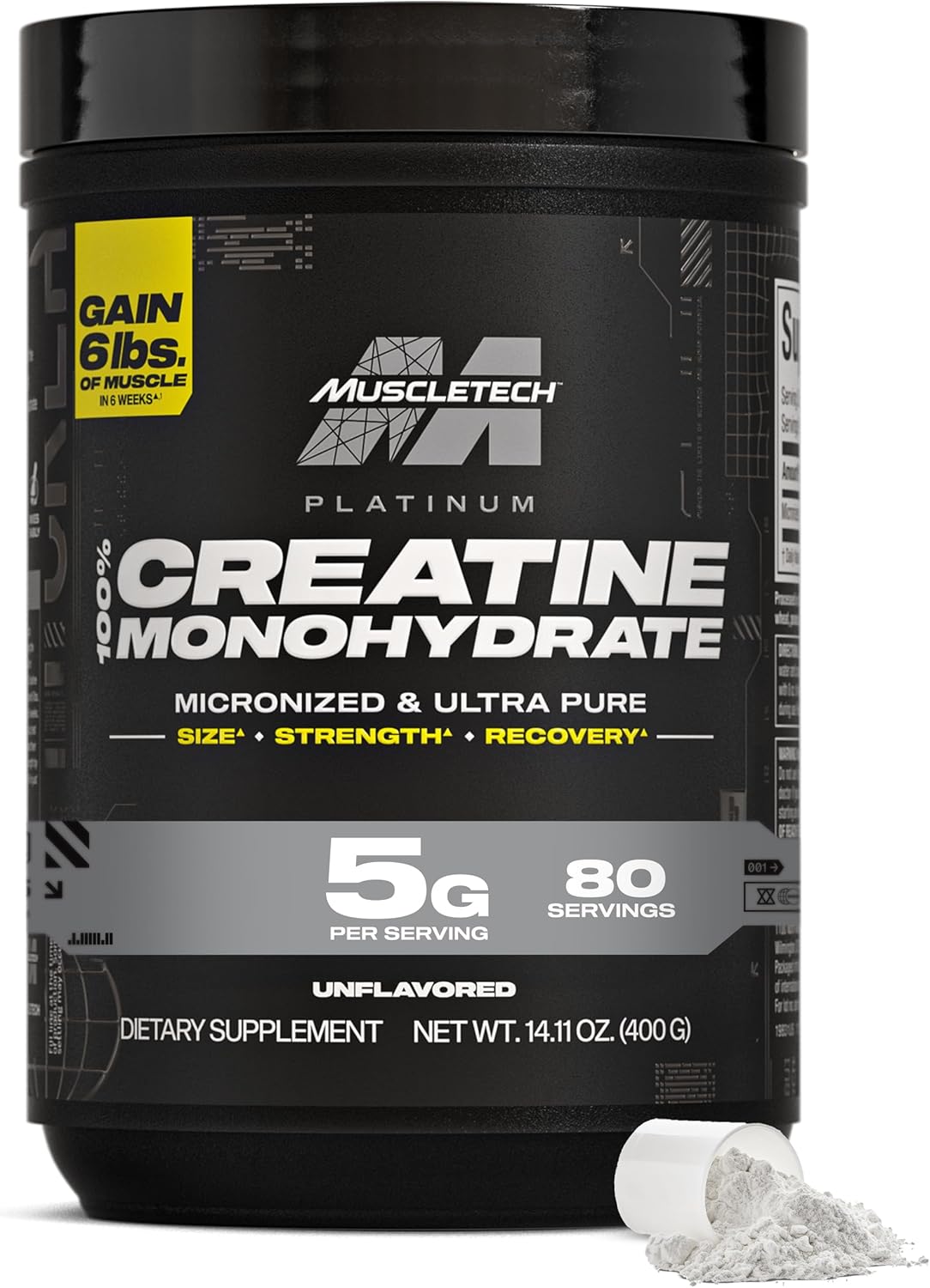 MuscleTech Creatine Monohydrate Powder 400G (80 Servings) | Unflavored Micronized Creatine for Men & Women - Workout Supplements for Performance & Muscle Recovery