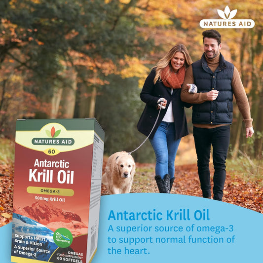 Natures Aid Krill Oil 500mg – 60 Softgels | High Omega-3 EPA & DHA, Supports Heart, Brain & Vision, High Absorption Phospholipids & Astaxanthin