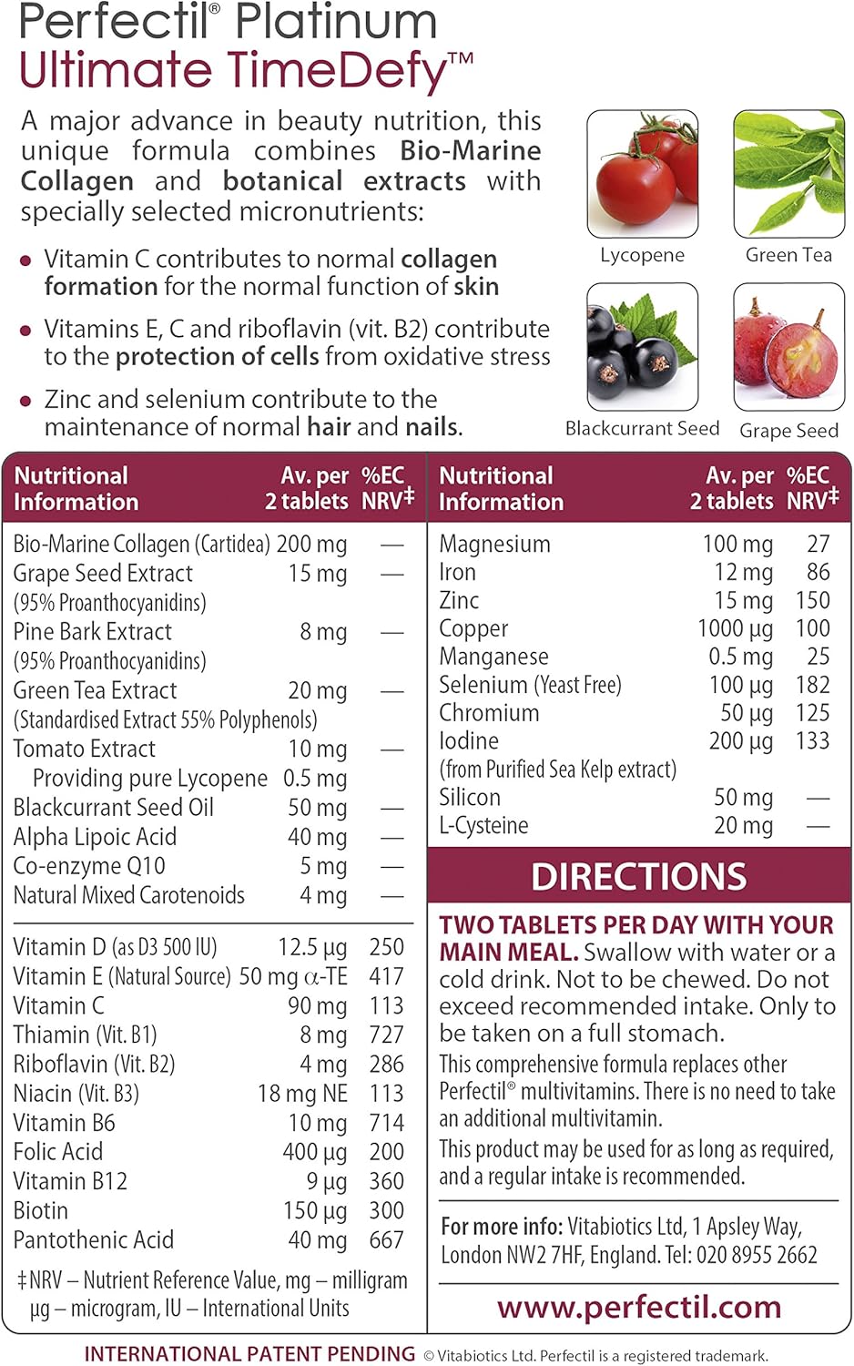 Vitabiotics Perfectil Platinum Skin Radiance 60 Tablets-Refine, nourish and protect aging skin.