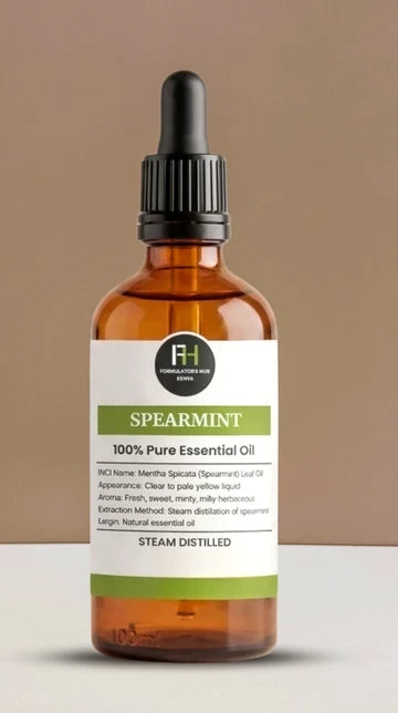 Formulators Hub Kenya – Spearmint Essential Oil 100ML- fresh, uplifting skincare, haircare, body-care and aromatherapy formulations.