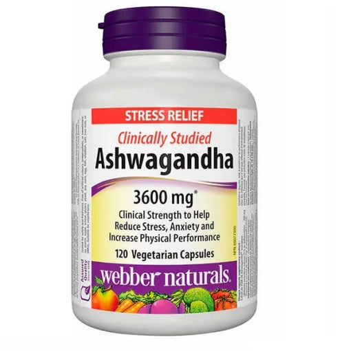 Ashwagandha stress relief Webber Naturals 120 capsules 3600mg