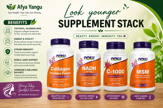 NOW BEAUTY COMBO 4 IN 1-Look younger’ supplement stack-Collagen 227g-NADH 60S-VITAMIN C 100S-MSM 227G-Skin-Hair-Nails-Joints-Anging-Glowin Skin-Wrinkles
