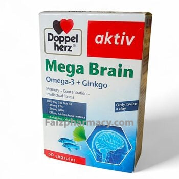 Doppelherz aktiv Mega Brain Omega-3 + Ginko capsules 60s-Brain-Heart-Mental Clarity-Nervous system