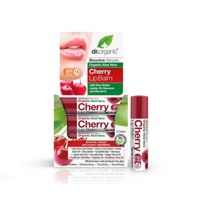 Dr Organic Aloe Vera Cherry Lip Balm 5.7ml