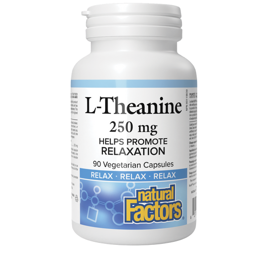 Natural Factors L Theanine 250mg, 90 Vegetarian Capsules | Helps Promote Inner Calm and Relaxation, One-per-Day, Non-Drowsy, Vegan, Gluten Free, Non-GMO