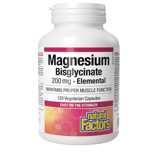 Natural Factors Magnesium Glycinate 400g - Whole-Body Health Support Supplement - Natural Magnesium Supplement Supports Sleep, Stress, Anxiety ,Bone Strength & Health - 120 Vegetarian Capsules (120 Servings)