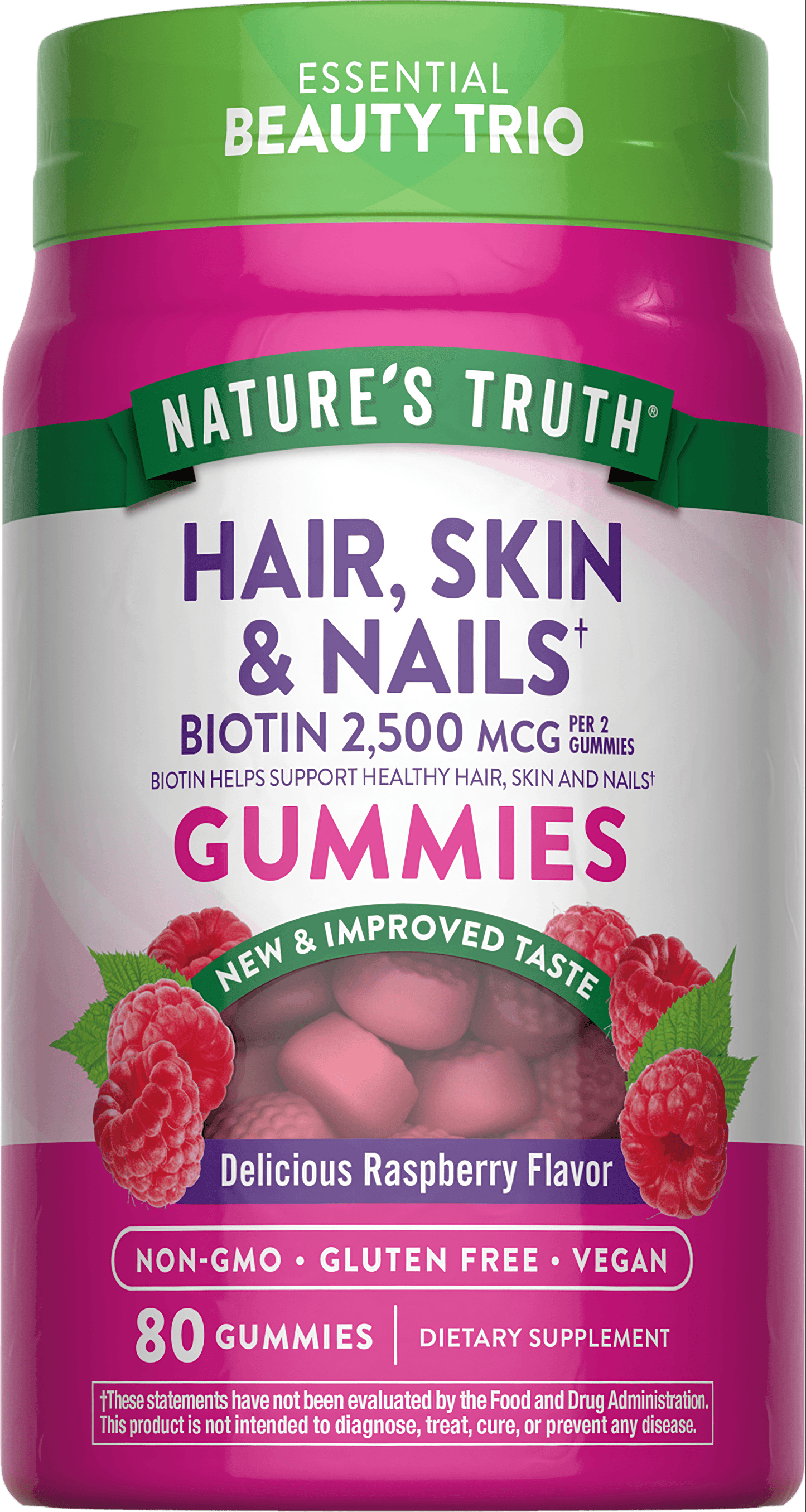 Nature's Truth Hair, Skin and Nails w/Biotin 2500mcg vegan gummies 80s